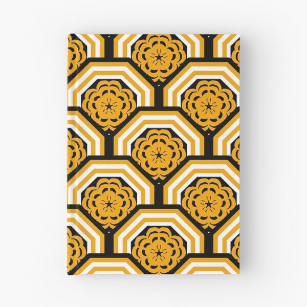 Item preview, Golden Floral Geometric Pattern on Black Background designed and sold by Kittaya  Saemee.