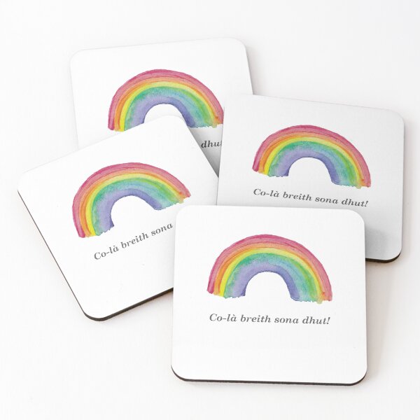 Item preview, happy birthday! | co-là breith sona dhut! (Scottish Gaelic) with watercolour rainbow designed and sold by Mamaidh Made.