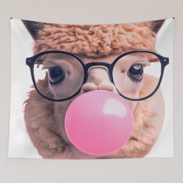 Item preview, Llama in Glasses Blowing a Bubble designed and sold by HardysHouse.