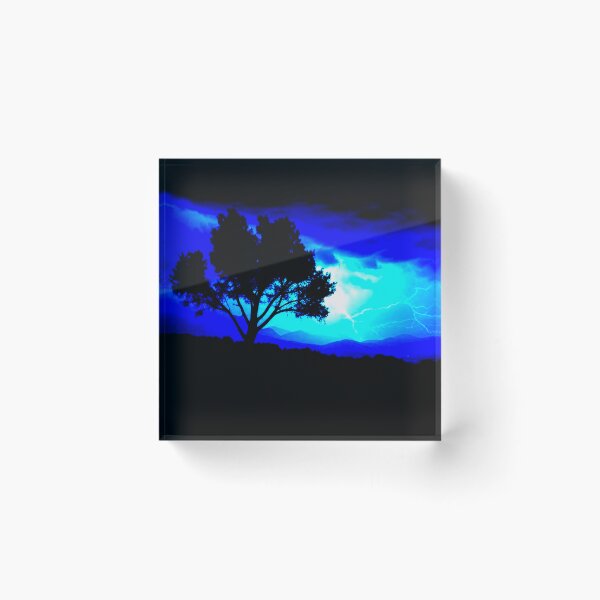 Item preview, Silhouette of a Hillside Tree with Striking Lightning designed and sold by GrizzlyCollective.