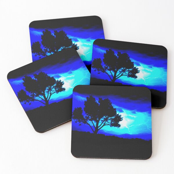 Item preview, Silhouette of a Hillside Tree with Striking Lightning designed and sold by GrizzlyCollective.