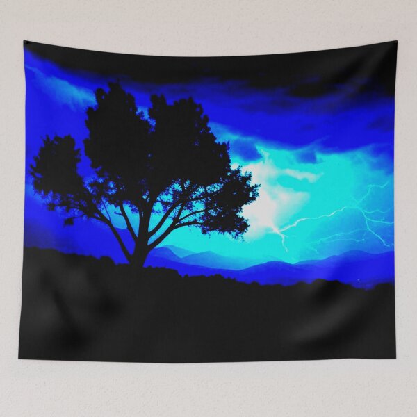 Item preview, Silhouette of a Hillside Tree with Striking Lightning designed and sold by GrizzlyCollective.