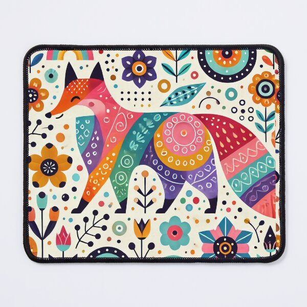 Item preview, Scandinavian Folk Art Rainbow Animals - Cute Colourful Fox by heidiannemorris designed and sold by FOLK ART FUSION by heidiannemorris.