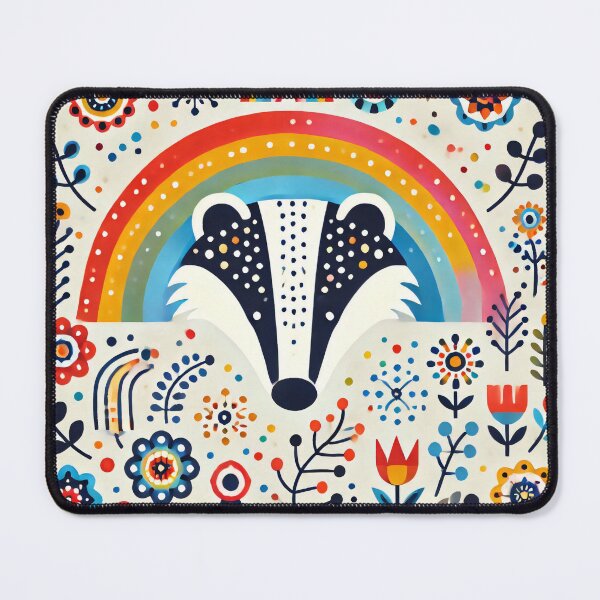 Item preview, Scandinavian Folk Art Rainbow Animals - Bright Beautiful Badger by heidiannemorris designed and sold by FOLK ART FUSION by heidiannemorris.