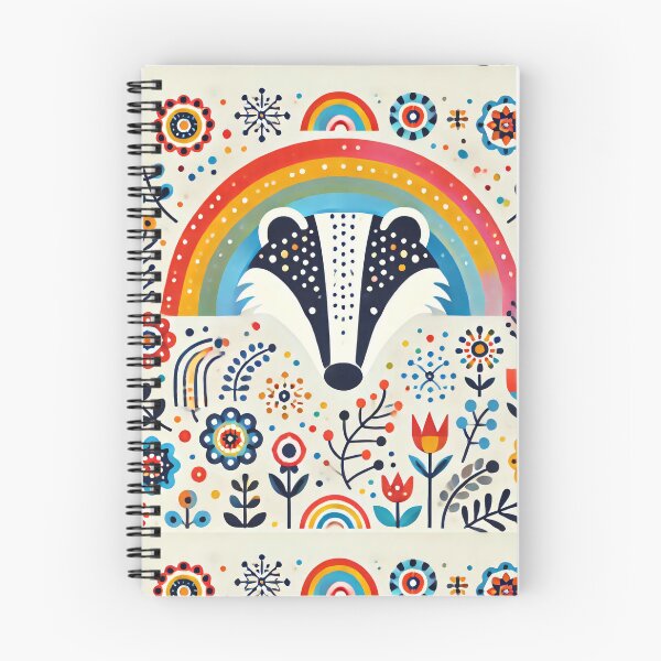 Item preview, Scandinavian Folk Art Rainbow Animals - Bright Beautiful Badger by heidiannemorris designed and sold by FOLK ART FUSION by heidiannemorris.