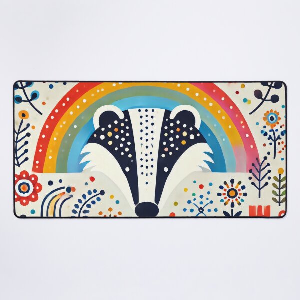 Item preview, Scandinavian Folk Art Rainbow Animals - Bright Beautiful Badger by heidiannemorris designed and sold by FOLK ART FUSION.