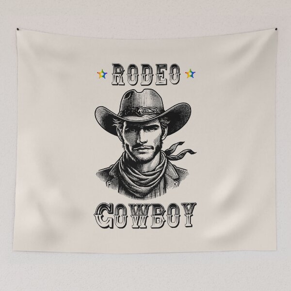 Item preview, Rodeo Cowboy, Classic pride flag graphic, Black and white cowboy graphic with pride rodeo star, cowboy up, western pride, wild west pride, western style,  designed and sold by PrideBeProud.
