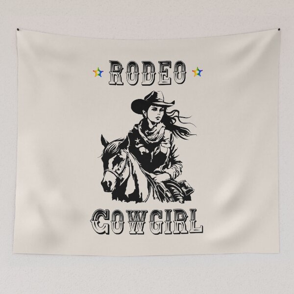 Item preview, Rodeo Cowgirl, Classic pride flag graphic, Black and white Cowgirl graphic with pride rodeo star, Cowgirl, western pride, wild west pride, western style,  designed and sold by PrideBeProud.