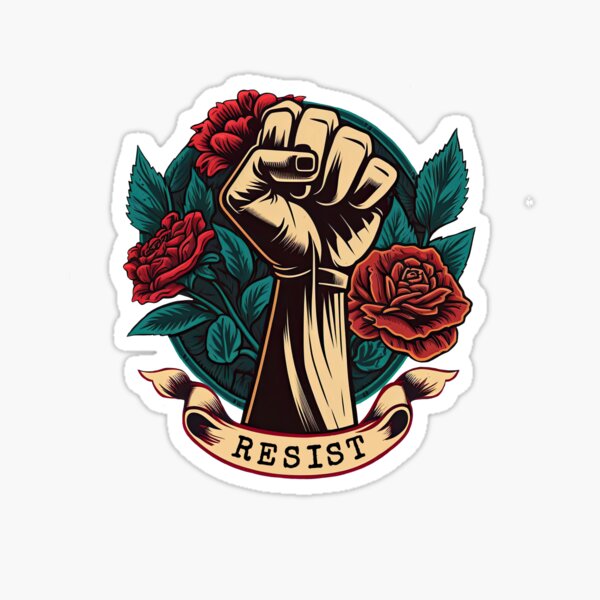 Item preview, Resist Fascism Raised Rose Fist designed and sold by RockFireMerch.