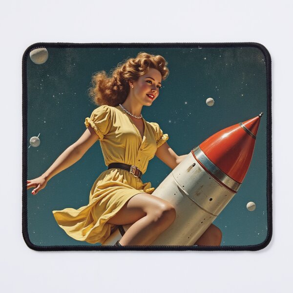 Item preview, PinUp - Retro Rocket Girl designed and sold by AiFantasticArt.