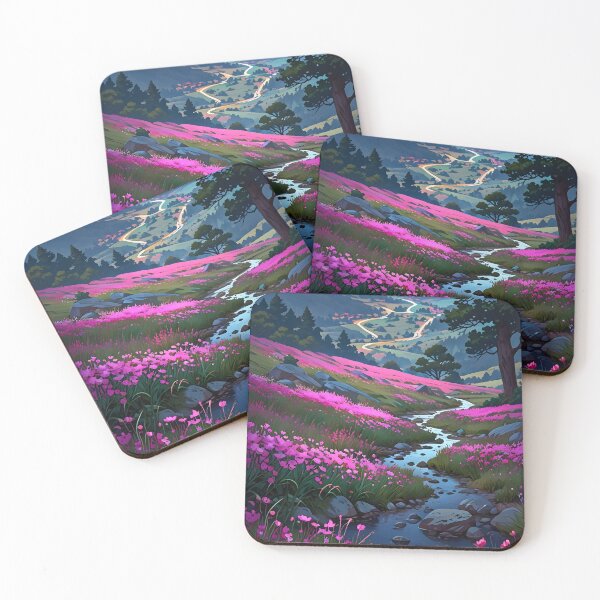Item preview, Beautiful Floral Valley | Anime Wallpaper | Anime Landscape designed and sold by typoinspired.
