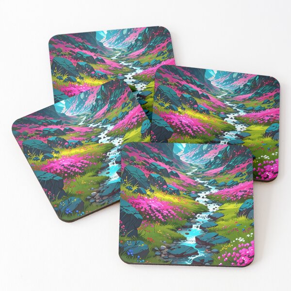Item preview,  Beautiful Floral Valley | Anime Wallpaper | Anime Landscape designed and sold by typoinspired.