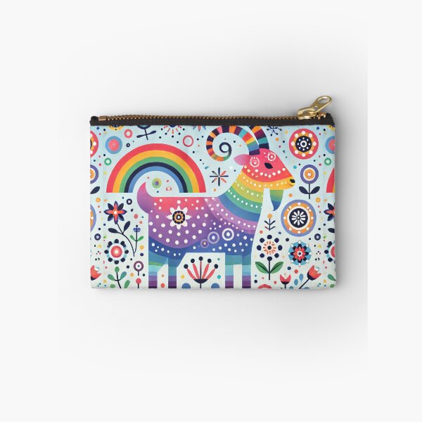 Item preview, Scandinavian Folk Art Rainbow Animals - Cute Colourful Aries Ram Zodiac by heidiannemorris designed and sold by FOLK ART FUSION.