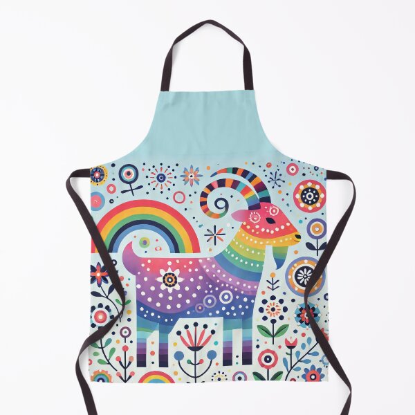 Item preview, Scandinavian Folk Art Rainbow Animals - Cute Colourful Aries Ram Zodiac by heidiannemorris designed and sold by FOLK ART FUSION by heidiannemorris.