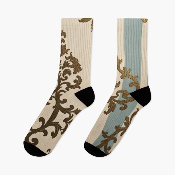 Item preview, Alabaster & Ice Blue Striped Antique Gold Ombre Damask designed and sold by DesignsByPrnces.