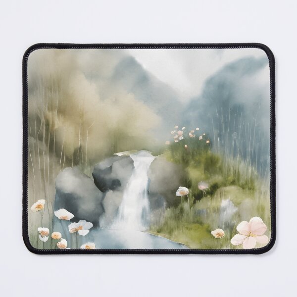 Item preview, Waterfall in Spring Landscape Watercolor Painting | Watercolor Landscape | Watercolor Art | Watercolor Scenery designed and sold by UnhingedBird.