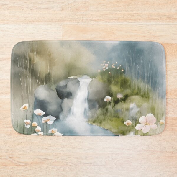 Item preview, Waterfall in Spring Landscape Watercolor Painting | Watercolor Landscape | Watercolor Art | Watercolor Scenery designed and sold by UnhingedBird.