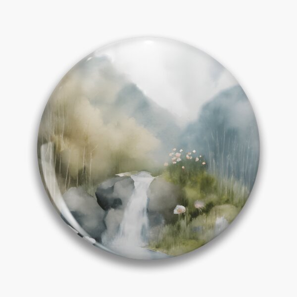 Item preview, Waterfall in Spring Landscape Watercolor Painting | Watercolor Landscape | Watercolor Art | Watercolor Scenery designed and sold by UnhingedBird.