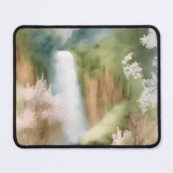 Item preview, Waterfall in Summer Landscape Watercolor Painting | Watercolor Landscape | Watercolor Art | Watercolor Scenery designed and sold by UnhingedBird.
