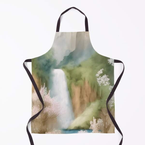 Item preview, Waterfall in Summer Landscape Watercolor Painting | Watercolor Landscape | Watercolor Art | Watercolor Scenery designed and sold by UnhingedBird.