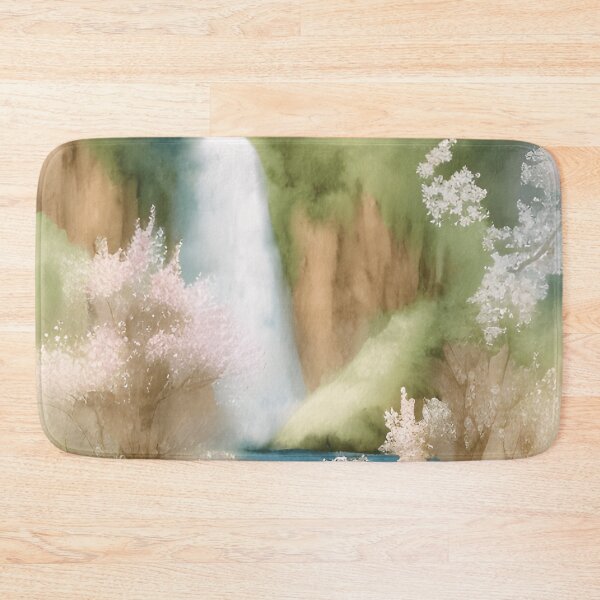Item preview, Waterfall in Summer Landscape Watercolor Painting | Watercolor Landscape | Watercolor Art | Watercolor Scenery designed and sold by UnhingedBird.