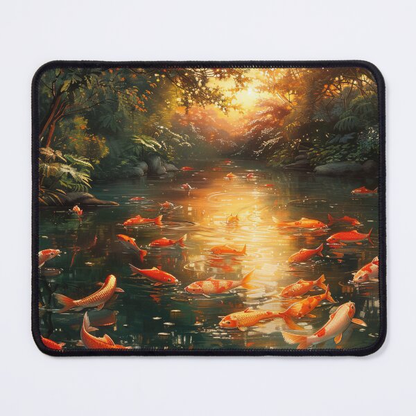 Item preview, Koi fish in river at sunrise in forest designed and sold by TheArtistOf2022.