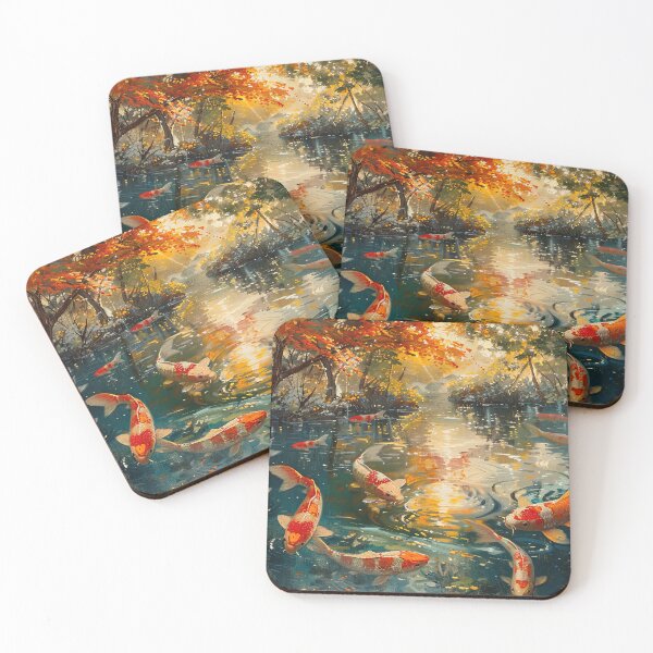 Item preview, Koi fish in river at sunrise in forest designed and sold by TheArtistOf2022.