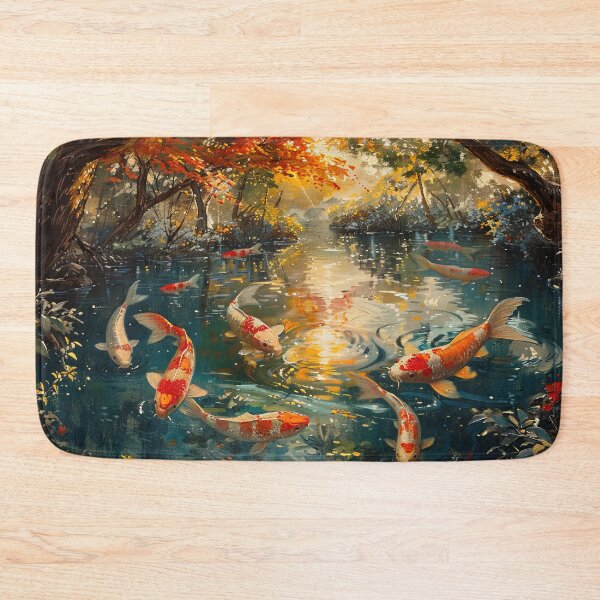 Item preview, Koi fish in river at sunrise in forest designed and sold by TheArtistOf2022.