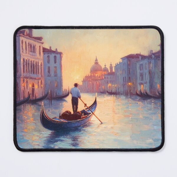 Item preview, Gondola in river in Venice at sunrise painting designed and sold by TheArtistOf2022.