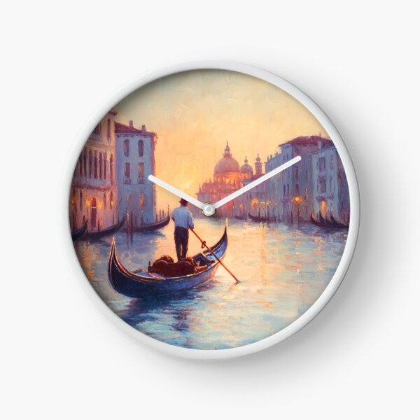 Item preview, Gondola in river in Venice at sunrise painting designed and sold by TheArtistOf2022.