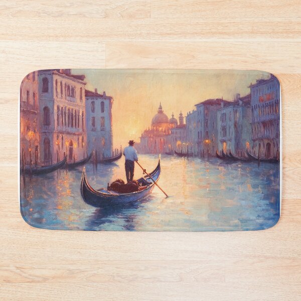 Item preview, Gondola in river in Venice at sunrise painting designed and sold by TheArtistOf2022.