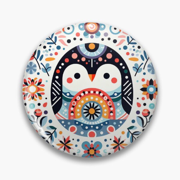 Item preview, Scandinavian Folk Art Rainbow Animals - Cute Colourful Penguin by heidiannemorris designed and sold by FOLK ART FUSION by heidiannemorris.