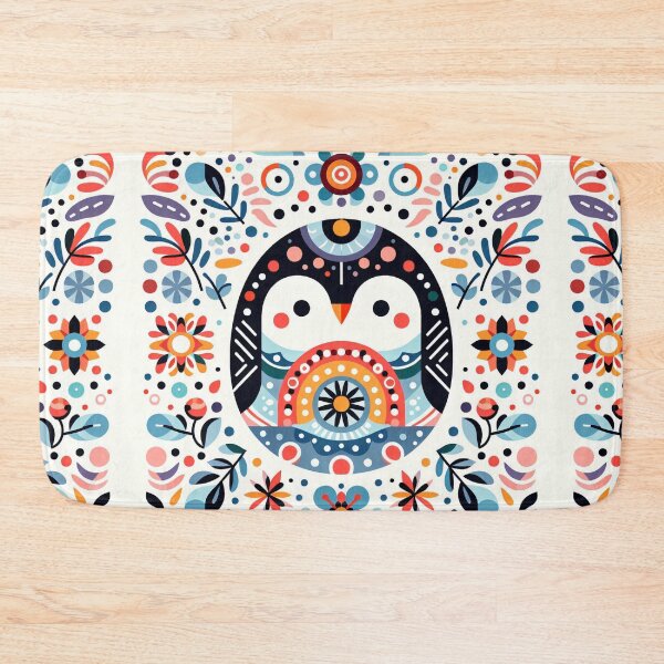 Item preview, Scandinavian Folk Art Rainbow Animals - Cute Colourful Penguin by heidiannemorris designed and sold by FOLK ART FUSION by heidiannemorris.
