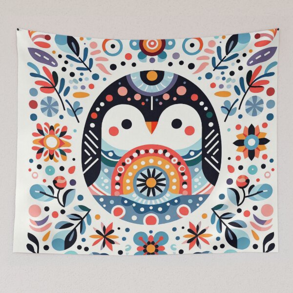 Item preview, Scandinavian Folk Art Rainbow Animals - Cute Colourful Penguin by heidiannemorris designed and sold by FOLK ART FUSION by heidiannemorris.