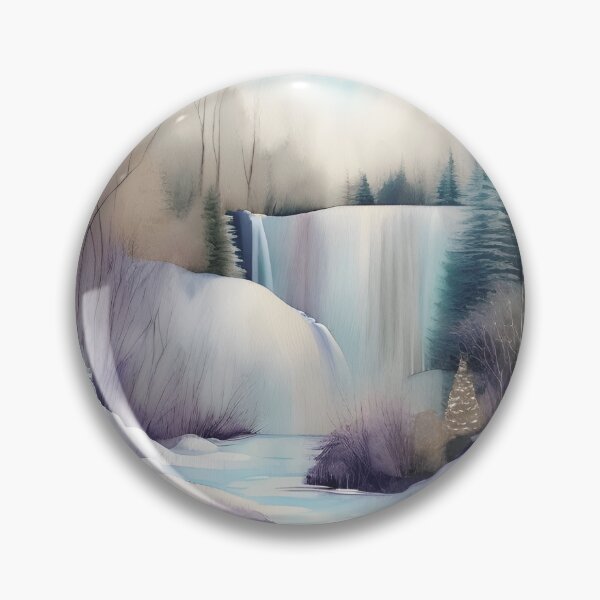 Item preview, Waterfall in Winter Landscape Watercolor Painting | Watercolor Landscape | Watercolor Art | Watercolor Scenery designed and sold by UnhingedBird.