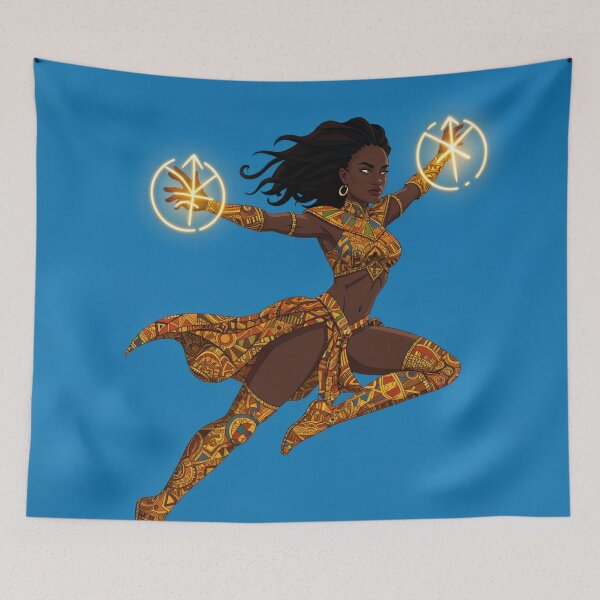 Item preview, Afro-Futuristic Superheroine | Dynamic African Warrior Art designed and sold by Collision19.