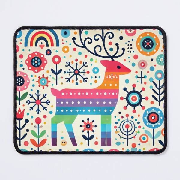 Item preview, Scandinavian Folk Art Rainbow Animals - Cute Colourful Stag by heidiannemorris designed and sold by FOLK ART FUSION by heidiannemorris.