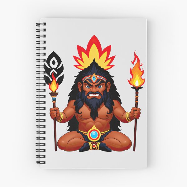 Item preview, Fierce Mythical Warrior Holding Fiery Torches Illustration designed and sold by artwaves.