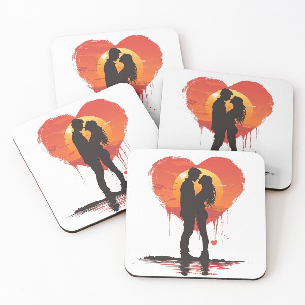 Item preview, Silhouette couple lovers with heart logo designed and sold by TheArtistOf2022.