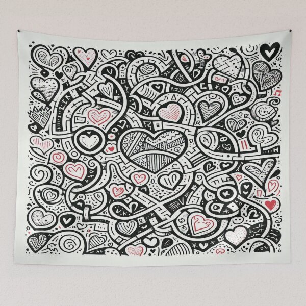 Artikelvorschau, Doodle Maze Valentinstagsmuster entworfen und verkauft von Imaginarium of Chaos falcon88 .
