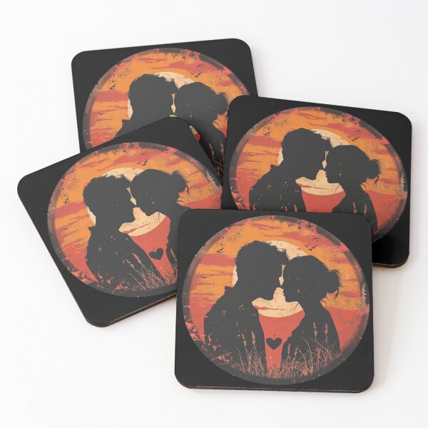 Item preview, Silhouette couple lovers with heart logo designed and sold by TheArtistOf2022.