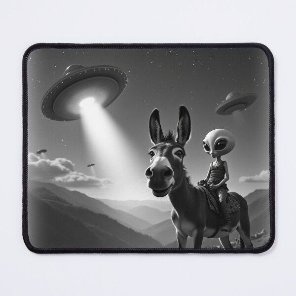 Item preview, Donkey Alien Abductions Selfie: A fun and hilarious pattern featuring animals taking selfies with aliens during an unexpected encounter. designed and sold by Grang Art Artistic Designs.