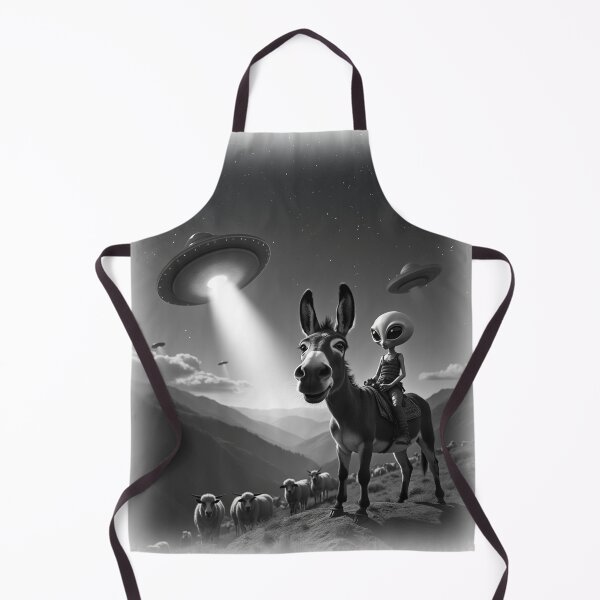 Item preview, Donkey Alien Abductions Selfie: A fun and hilarious pattern featuring animals taking selfies with aliens during an unexpected encounter. designed and sold by Grang Art Artistic Designs.