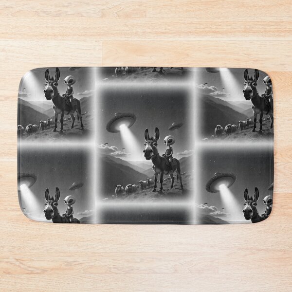 Item preview, Donkey Alien Abductions Selfie: A fun and hilarious pattern featuring animals taking selfies with aliens during an unexpected encounter. designed and sold by Grang Art Artistic Designs.