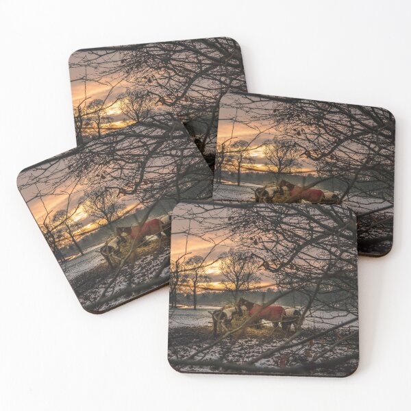 Item preview, Horses Grazing at Sunset in a Winter Landscape designed and sold by David Patterson.