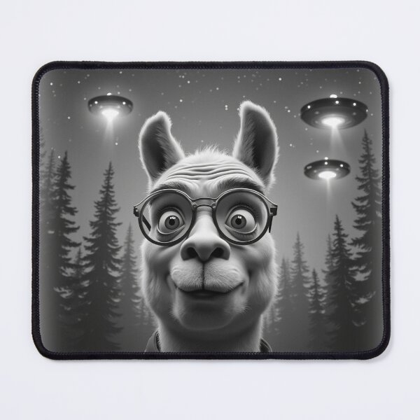 Item preview, Lama UFO Alien Abductions Selfie: A fun and hilarious pattern featuring animals taking selfies with aliens during an unexpected encounter. designed and sold by Grang Art Artistic Designs.