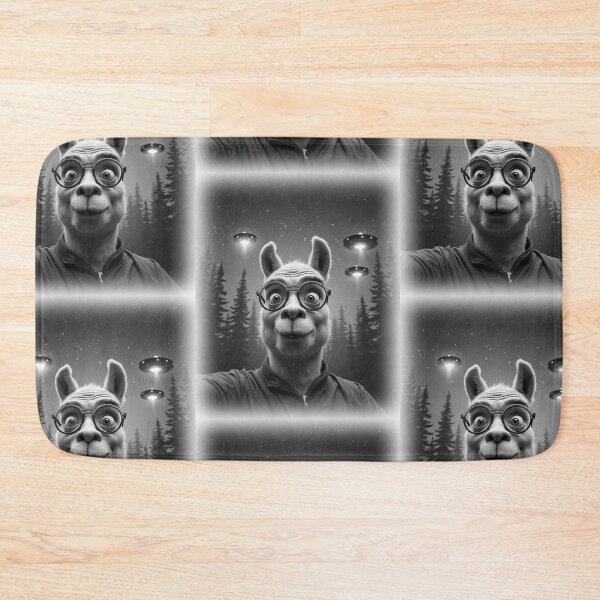Item preview, Lama UFO Alien Abductions Selfie: A fun and hilarious pattern featuring animals taking selfies with aliens during an unexpected encounter. designed and sold by Grang Art Artistic Designs.