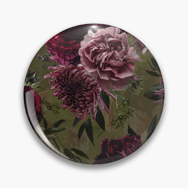 Item preview, Vintage Dramatic Glamour Real Moody Florals - Dark Roses And chrysantems - green - double layer  designed and sold by UtArt.