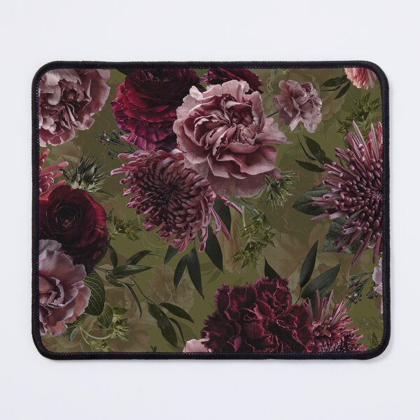 Item preview, Vintage Dramatic Glamour Real Moody Florals - Dark Roses And chrysantems - green - double layer  designed and sold by UtArt.