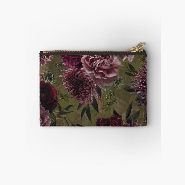 Item preview, Vintage Dramatic Glamour Real Moody Florals - Dark Roses And chrysantems - green - double layer  designed and sold by UtArt.